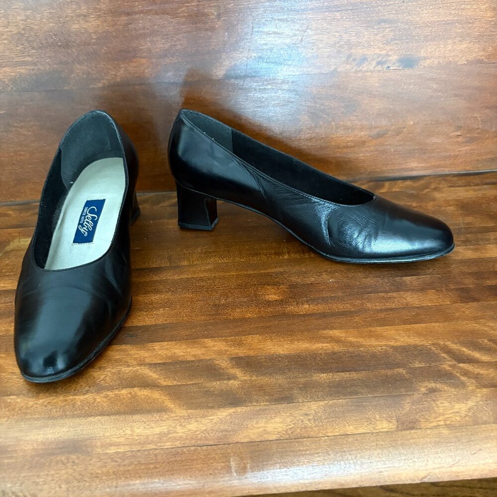 Selby Women's Black Leather Comfort Pumps Made in Spain Party Corporate Chic 9D